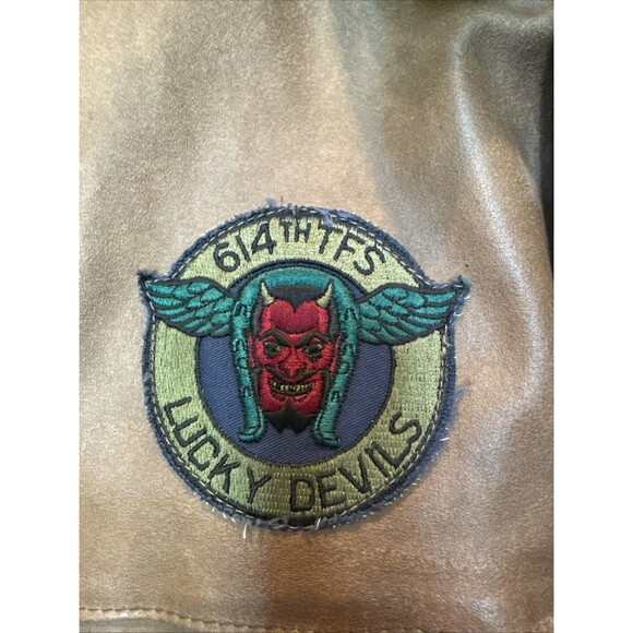 Vintage 60s 70s Leather Bomber Jacket Military Patches USAF Air Force Military - Picture 4 of 16